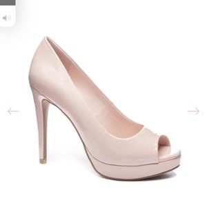 Chinese Laundry peep patent leather pumps